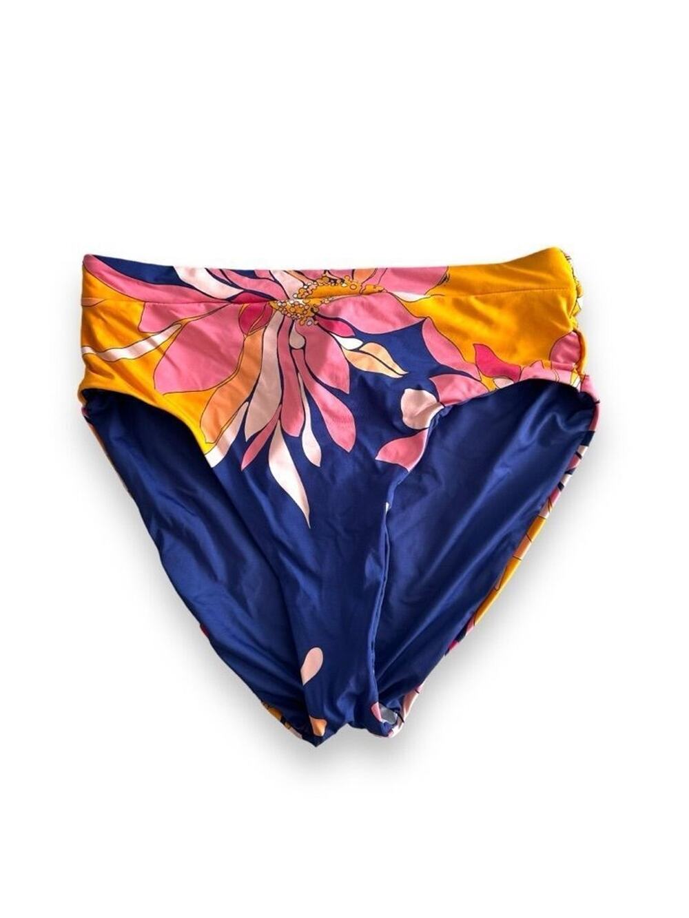 New Trina Turk High Cut Swimsuit Bikini Bottoms Breeze Blue Pink Floral 10